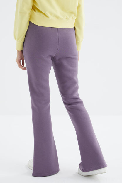 Plato High Waist Front Slit Detailed Side Pocket Comfortable Fit Women's Tracksuit Bottom - 94625