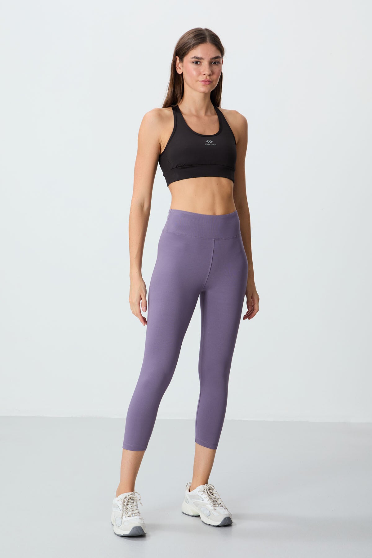 Plato High Waist Slim Fit Narrow Leg Women's Capri Tights - 93097