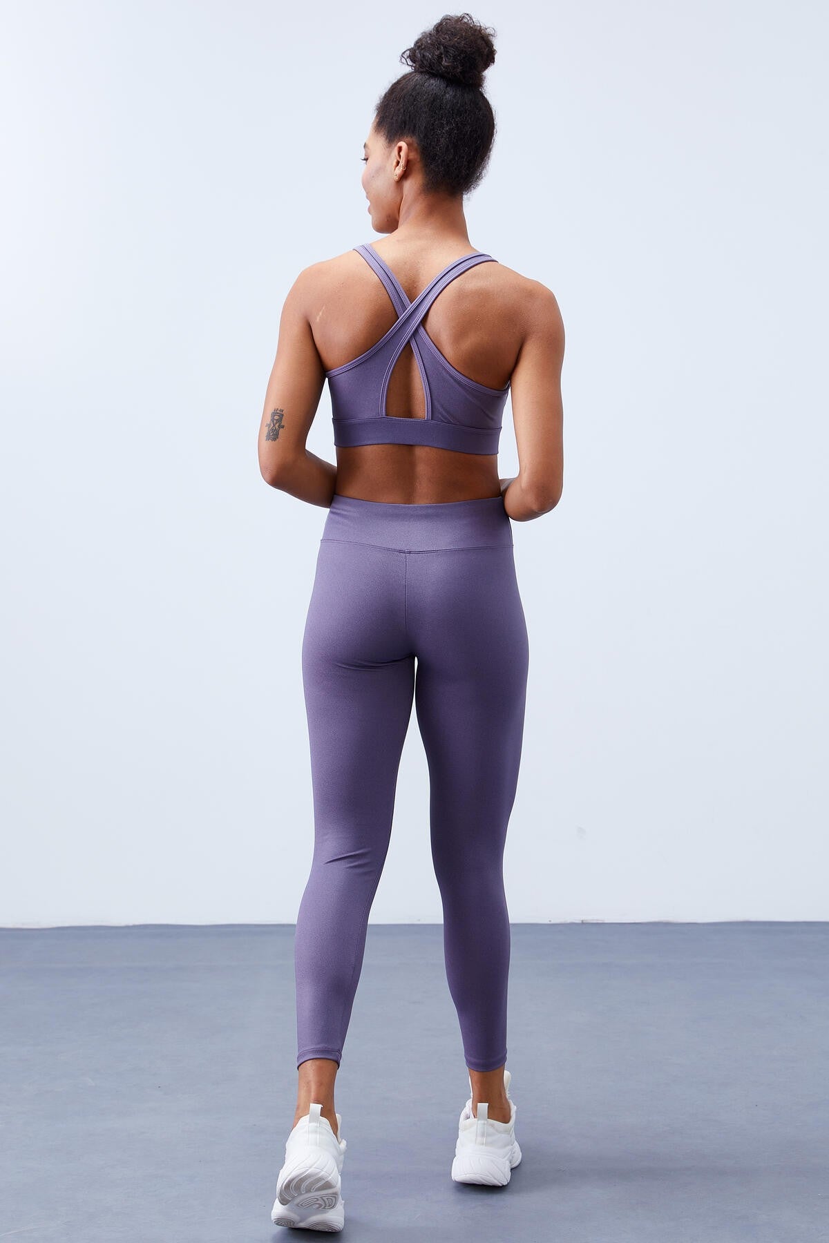 Plato High Waist Wrap-up Cross Back Detailed Slim Fit Women's Tights Set - 95282
