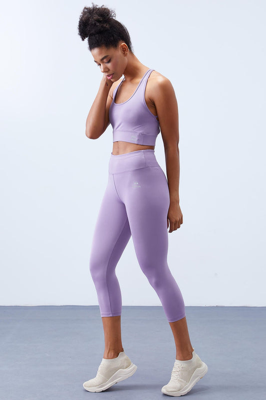 Plato High Waist Wrap-up Cross Back Detailed Slim Fit Women's Tights Set - 95283