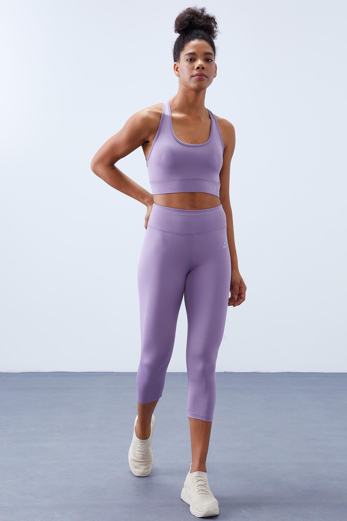 Plato High Waist Wrap-up Cross Back Detailed Slim Fit Women's Tights Set - 95283