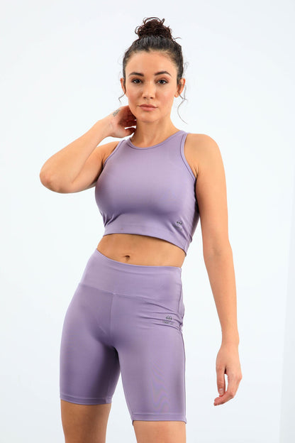 Plato High Waist Wrap-up Slim Fit Crop Biker Women's Tights Set - 95302