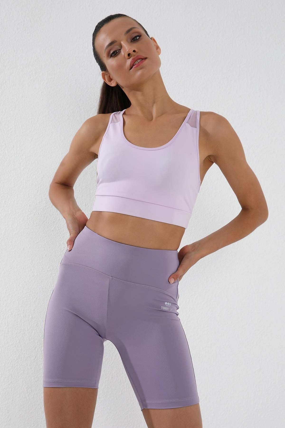 Plato High Waist Wrap-up Short Biker Women's Tights - 91007