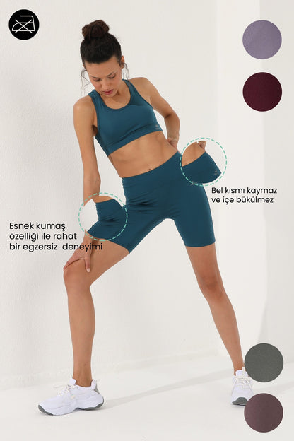 Plato High Waist Wrap-up Short Biker Women's Tights - 91007