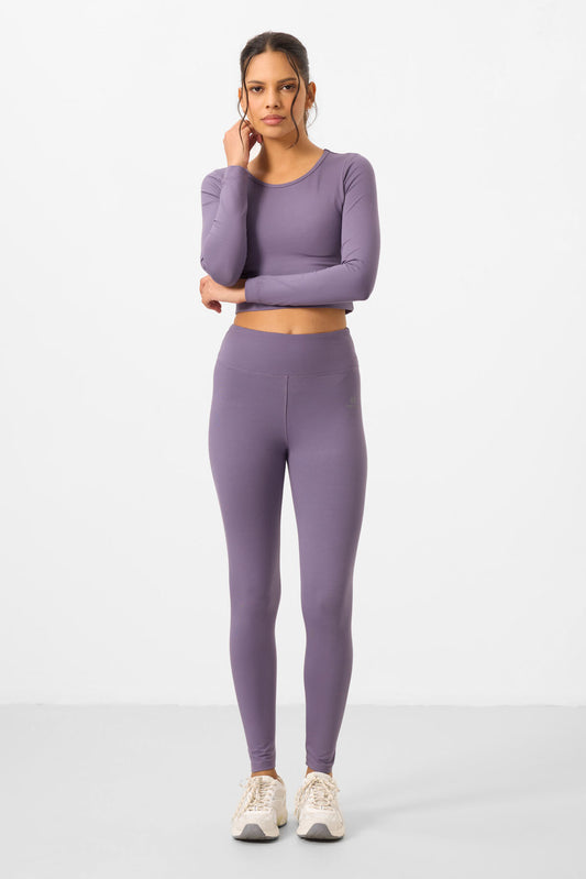 Plato High Waist Long Sleeve Slim Fit Crop Top Women's Tights Set - 95286
