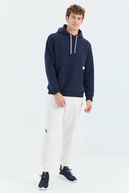Ecru Laced Striped Detailed Relax Fit Men's Tracksuit Bottom - 82100