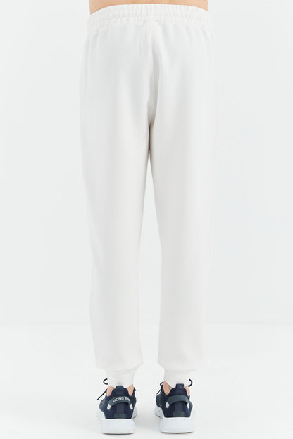 Ecru Laced Striped Detailed Relax Fit Men's Tracksuit Bottom - 82100