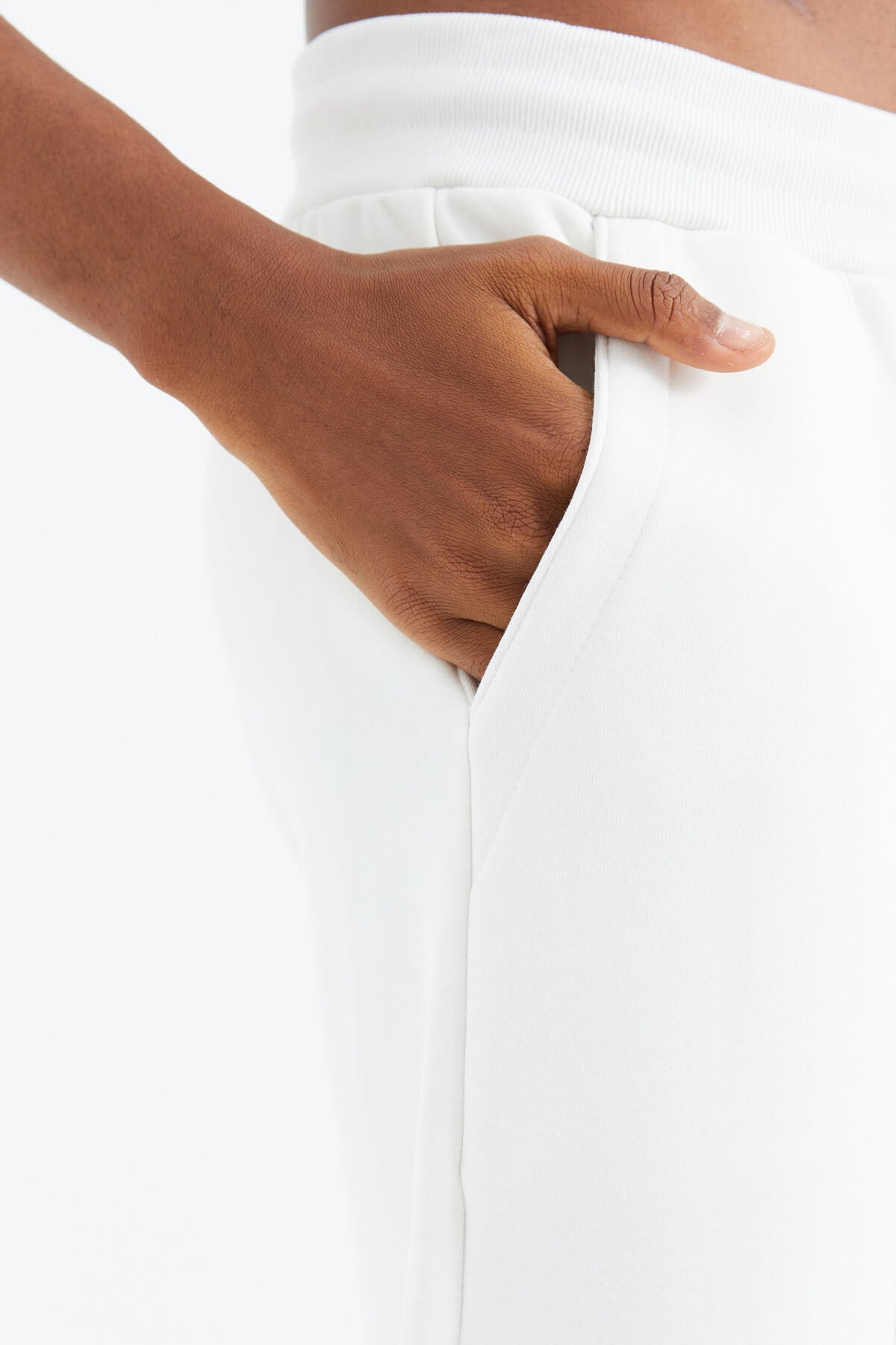 Ecru Laced Striped Detailed Relax Fit Men's Tracksuit Bottom - 82106