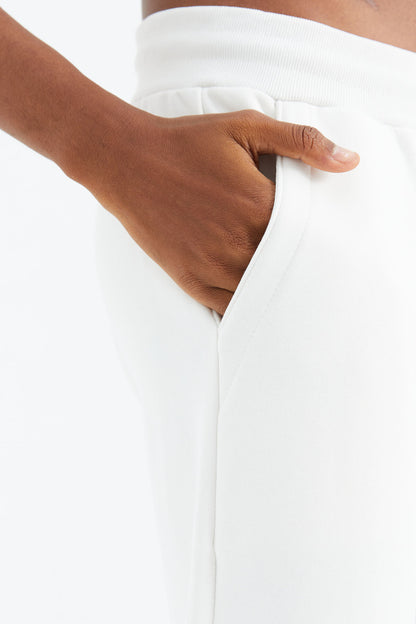 Ecru Laced Striped Detailed Relax Fit Men's Tracksuit Bottom - 82106