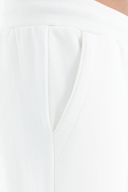 Ecru Laced Striped Detailed Relax Fit Men's Tracksuit Bottom - 82106