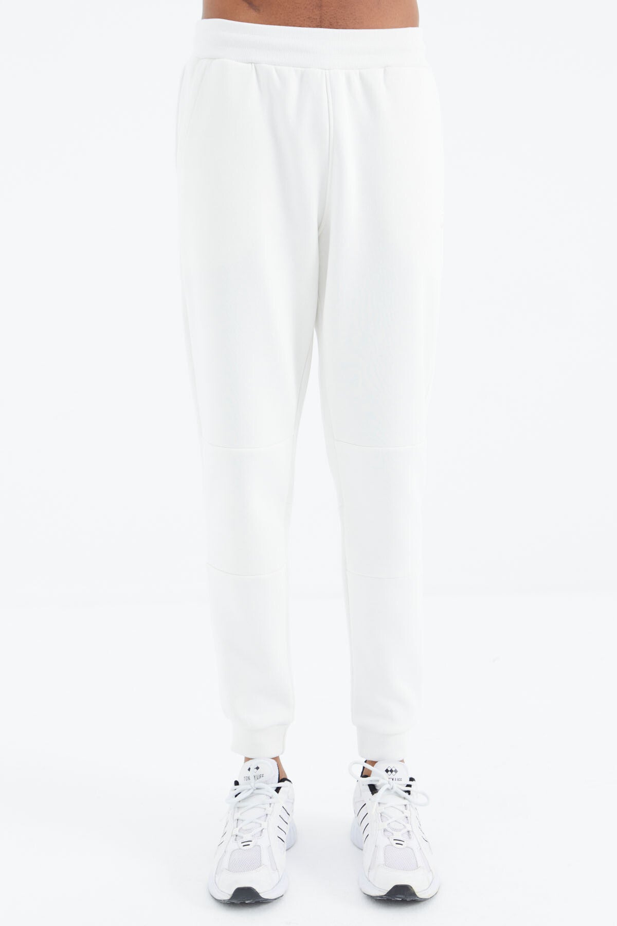 Ecru Laced Striped Detailed Relax Fit Men's Tracksuit Bottom - 82106
