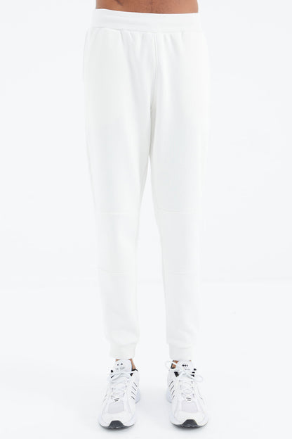Ecru Laced Striped Detailed Relax Fit Men's Tracksuit Bottom - 82106