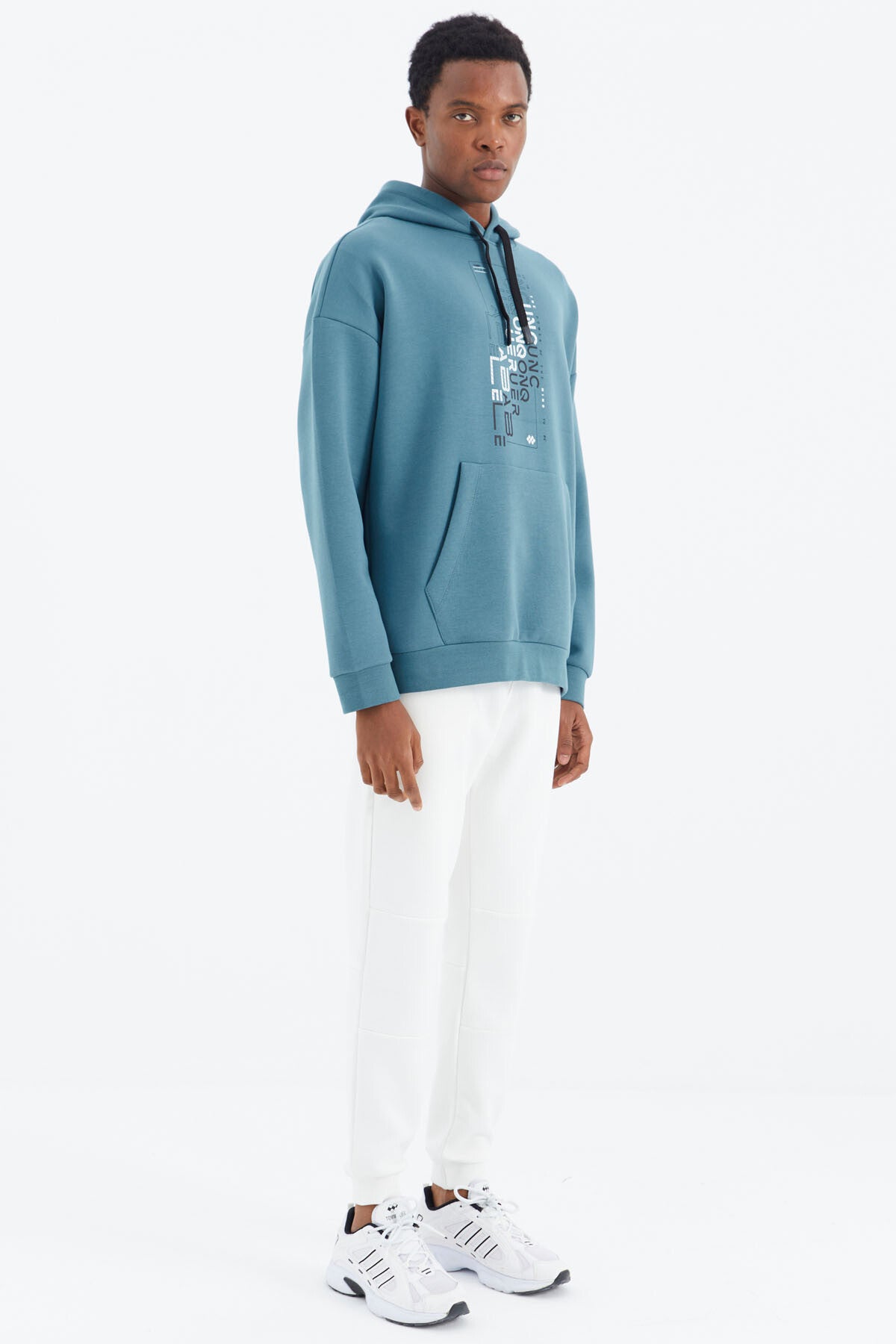Ecru Laced Striped Detailed Relax Fit Men's Tracksuit Bottom - 82106
