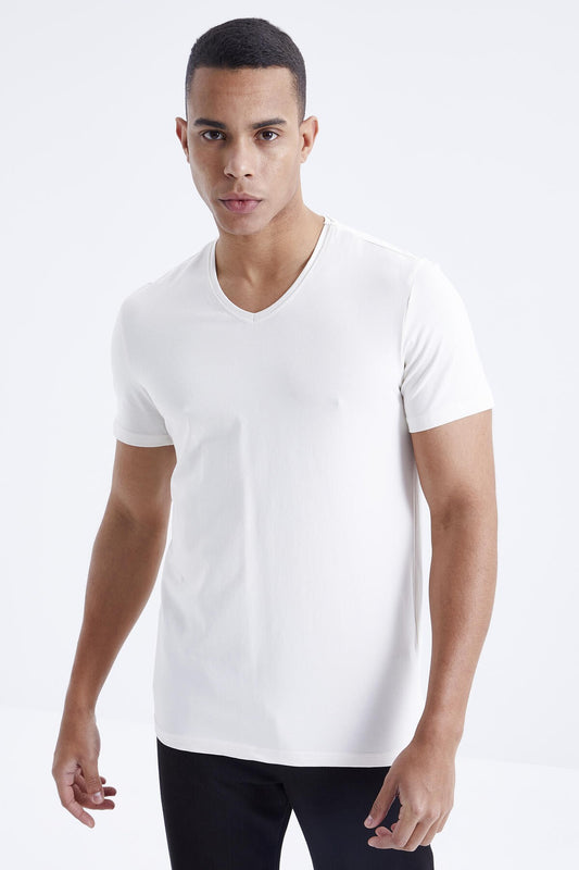Short Sleeve Standard Fit V-Neck Men's T-Shirt - 87912