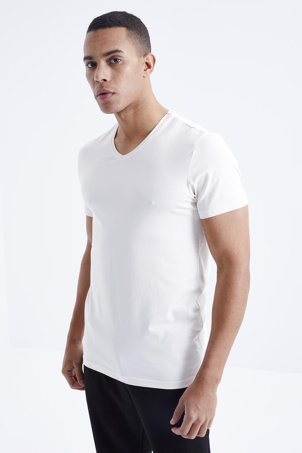 Short Sleeve Standard Fit V-Neck Men's T-Shirt - 87912
