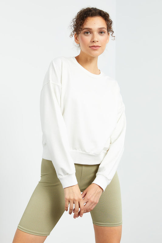 Basic Comfort Fit O Neck Women's Sweatshirt - 97114