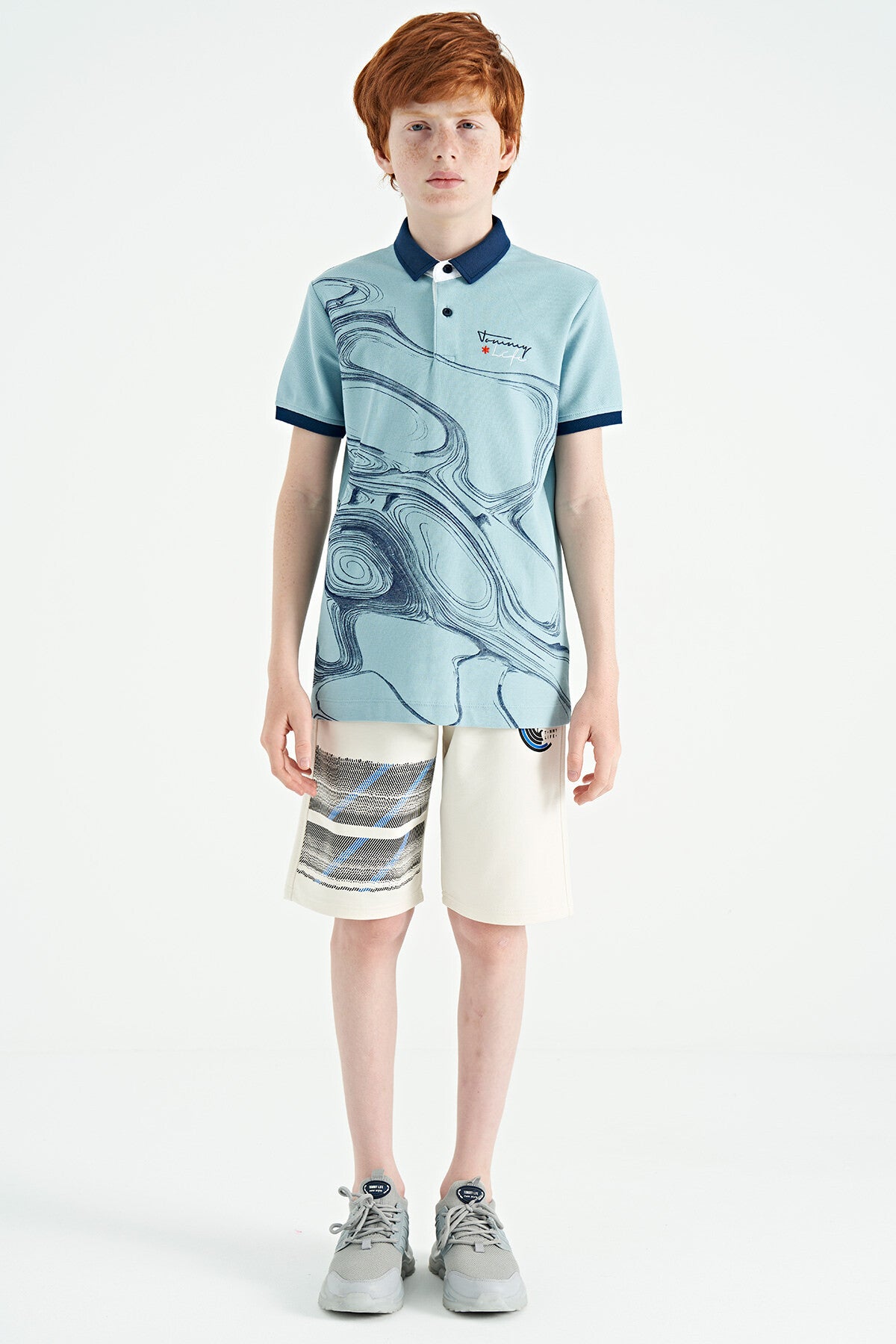 Print Detailed Laced Standard Fit Boys Shorts - 11125