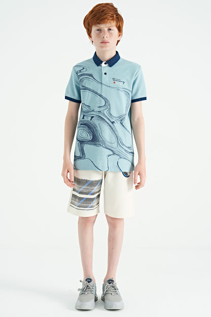 Print Detailed Laced Standard Fit Boys Shorts - 11125