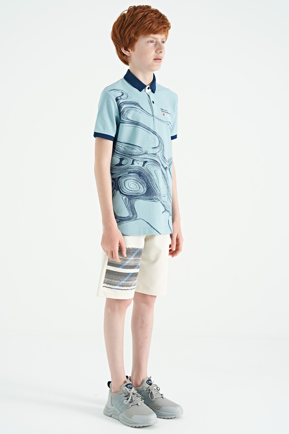 Print Detailed Laced Standard Fit Boys Shorts - 11125