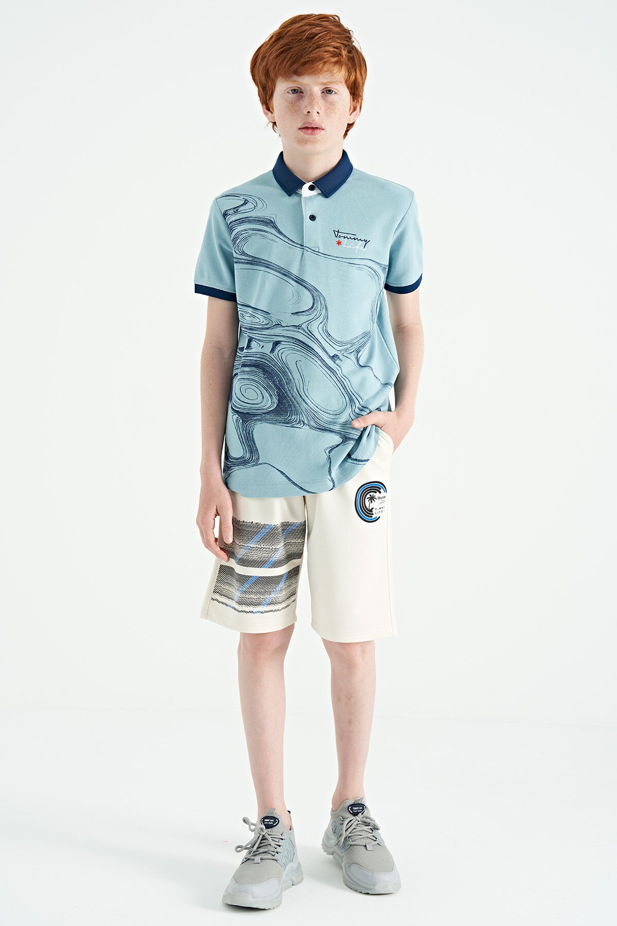 Print Detailed Laced Standard Fit Boys Shorts - 11125