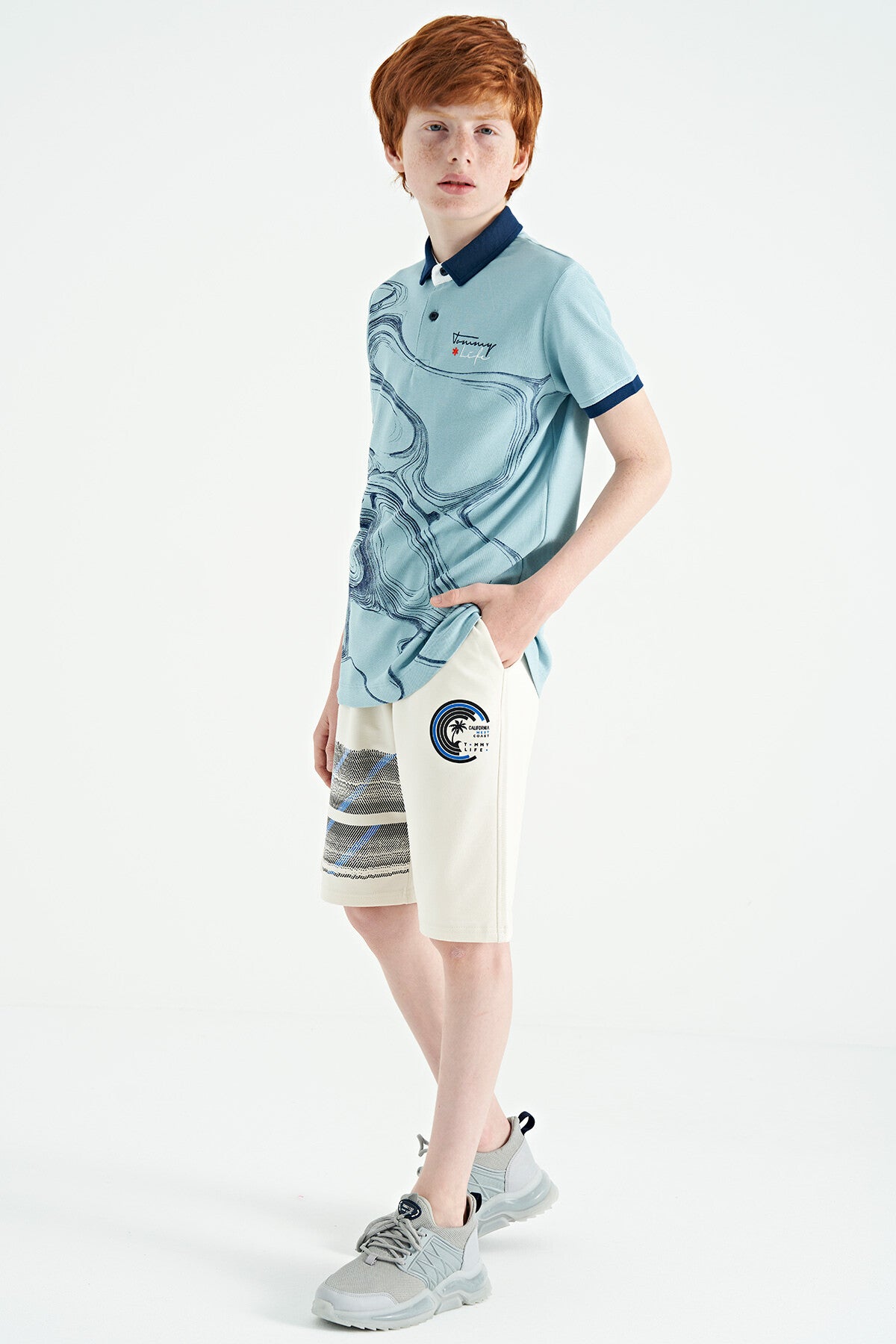 Print Detailed Laced Standard Fit Boys Shorts - 11125