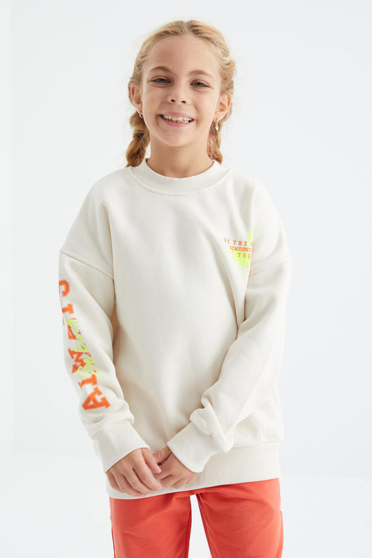 Print Detailed O Collar Girls' Sweatshirt - 75095
