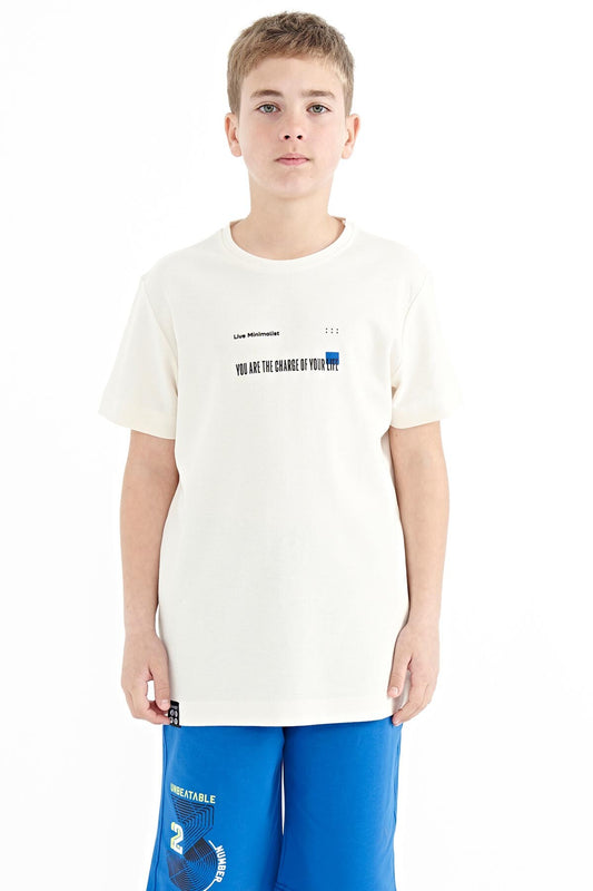 Print Detailed O Collar Standard Fit Men's Kids T-Shirt - 11117