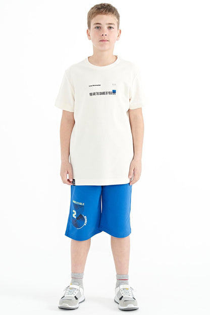 Print Detailed O Collar Standard Fit Men's Kids T-Shirt - 11117