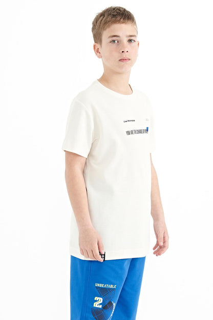 Print Detailed O Collar Standard Fit Men's Kids T-Shirt - 11117