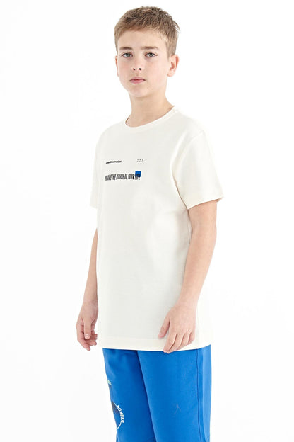 Print Detailed O Collar Standard Fit Men's Kids T-Shirt - 11117