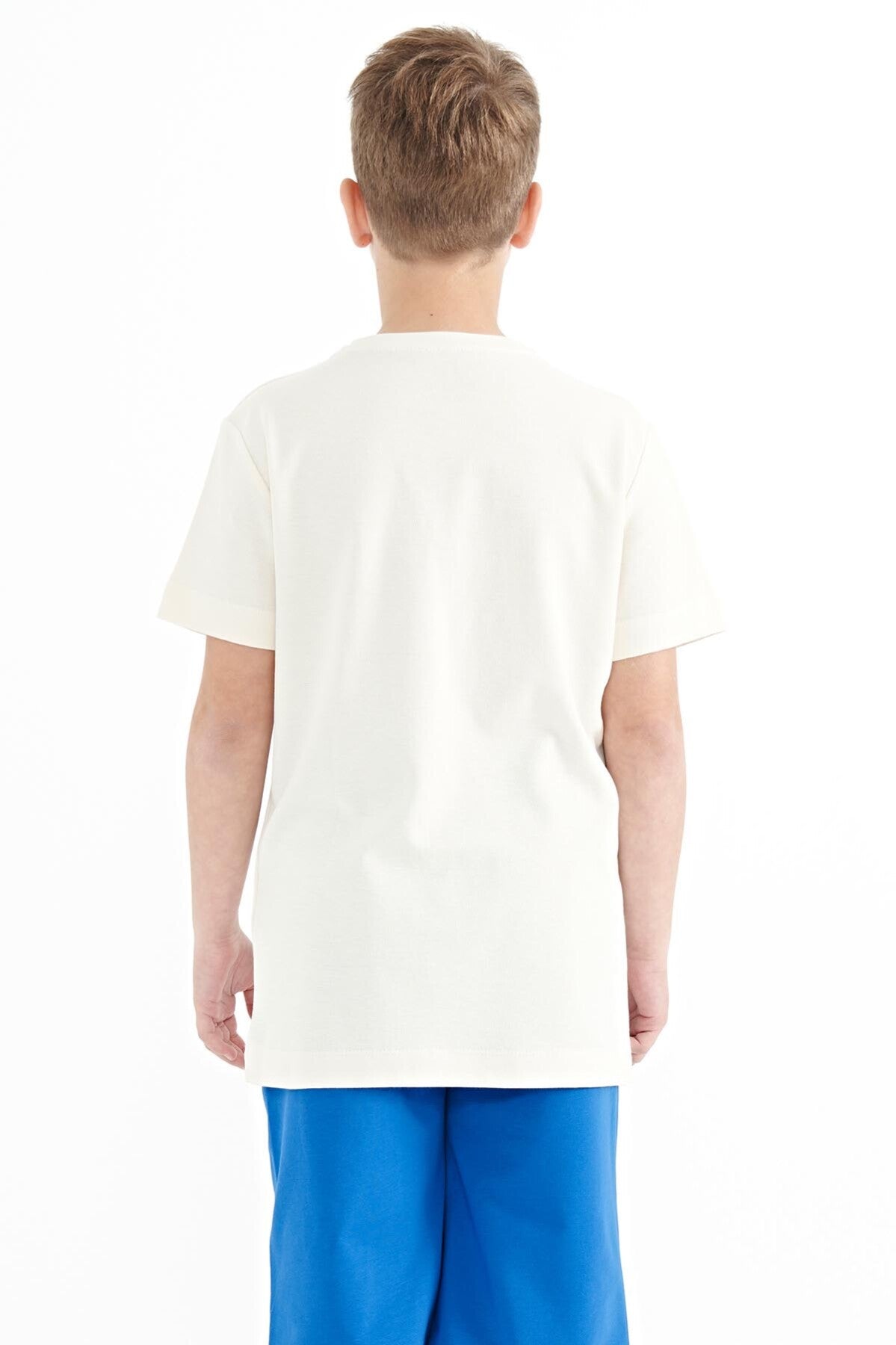 Print Detailed O Collar Standard Fit Men's Kids T-Shirt - 11117