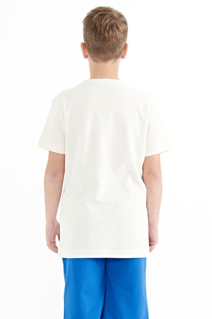 Print Detailed O Collar Standard Fit Men's Kids T-Shirt - 11117