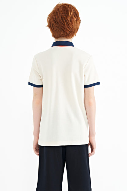 Printed Pocket Detailed Standard Mold Polo Collar Boys T-Shirt - 11144
