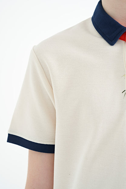 Printed Pocket Detailed Standard Mold Polo Collar Boys T-Shirt - 11144