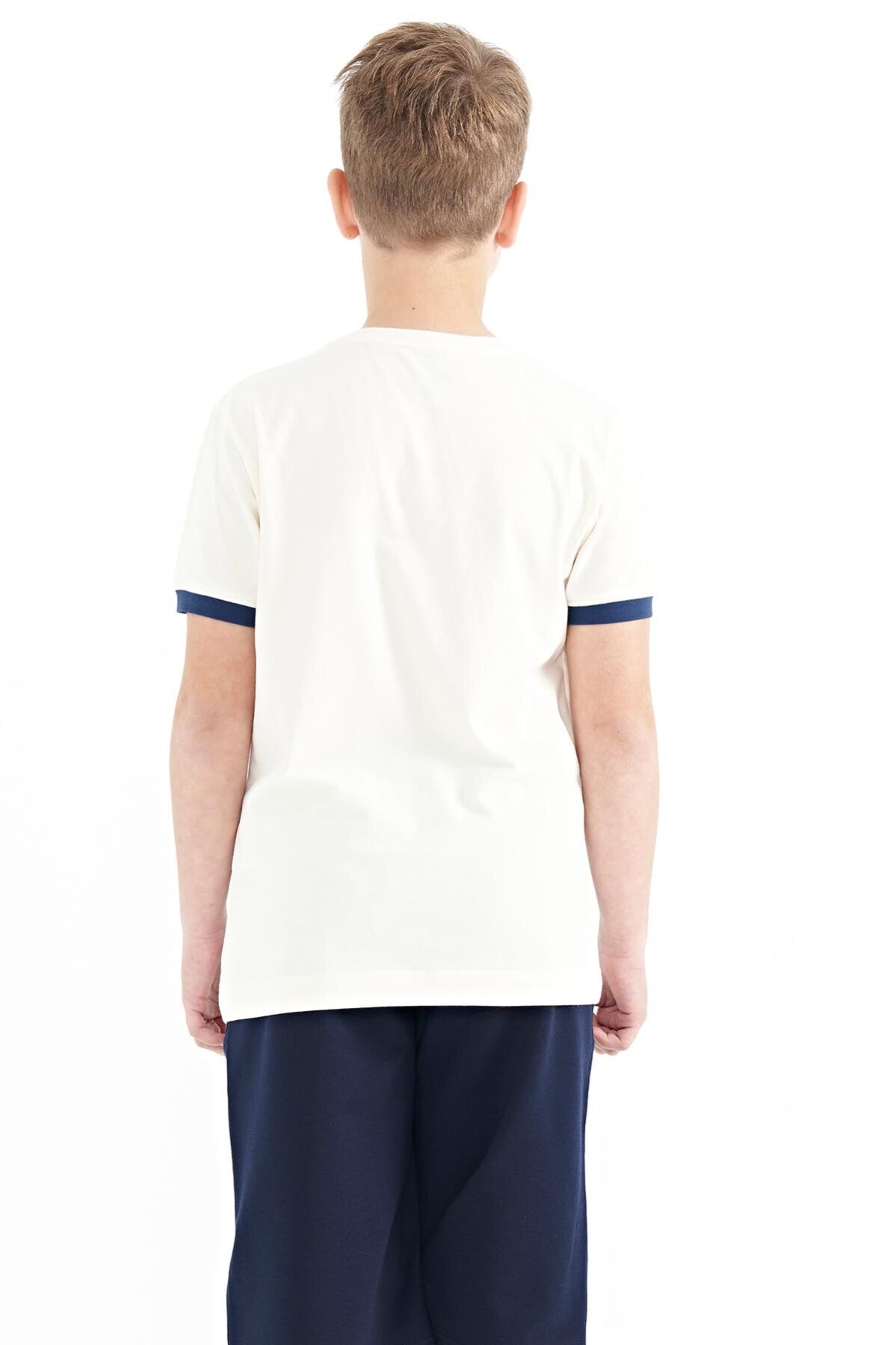 Ecru Print Standard Fit O Collar Boys T-Shirt - 11097