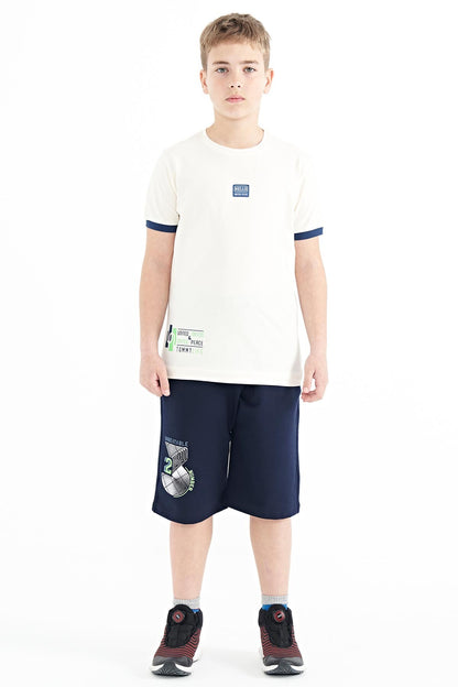 Ecru Print Standard Fit O Collar Boys T-Shirt - 11097