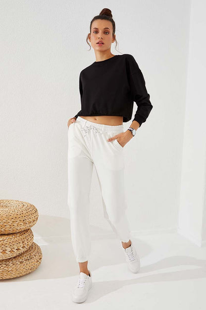 Pocketed Comfort Fit Elastic Cuff Women's Tracksuit Bottom - 94580