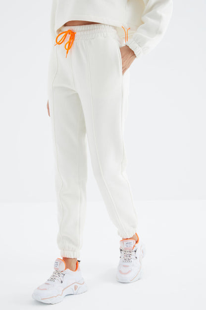 Low Shoulder Waist Gathered Half Zip Oversized Women's Tracksuit Set - 95321