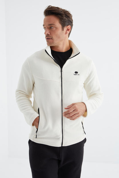 Zippered High Collar Standard Fit Men's Fleece Sweatshirt - 88134