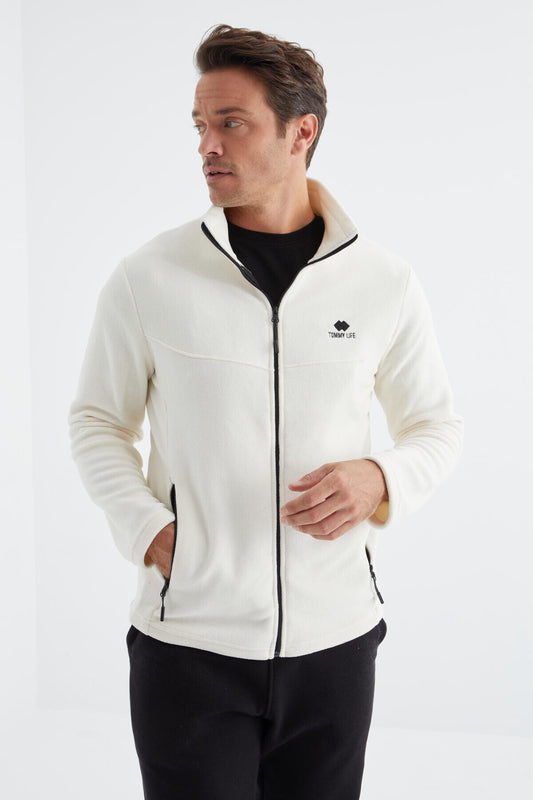 Zippered High Collar Standard Fit Men's Fleece Sweatshirt - 88134