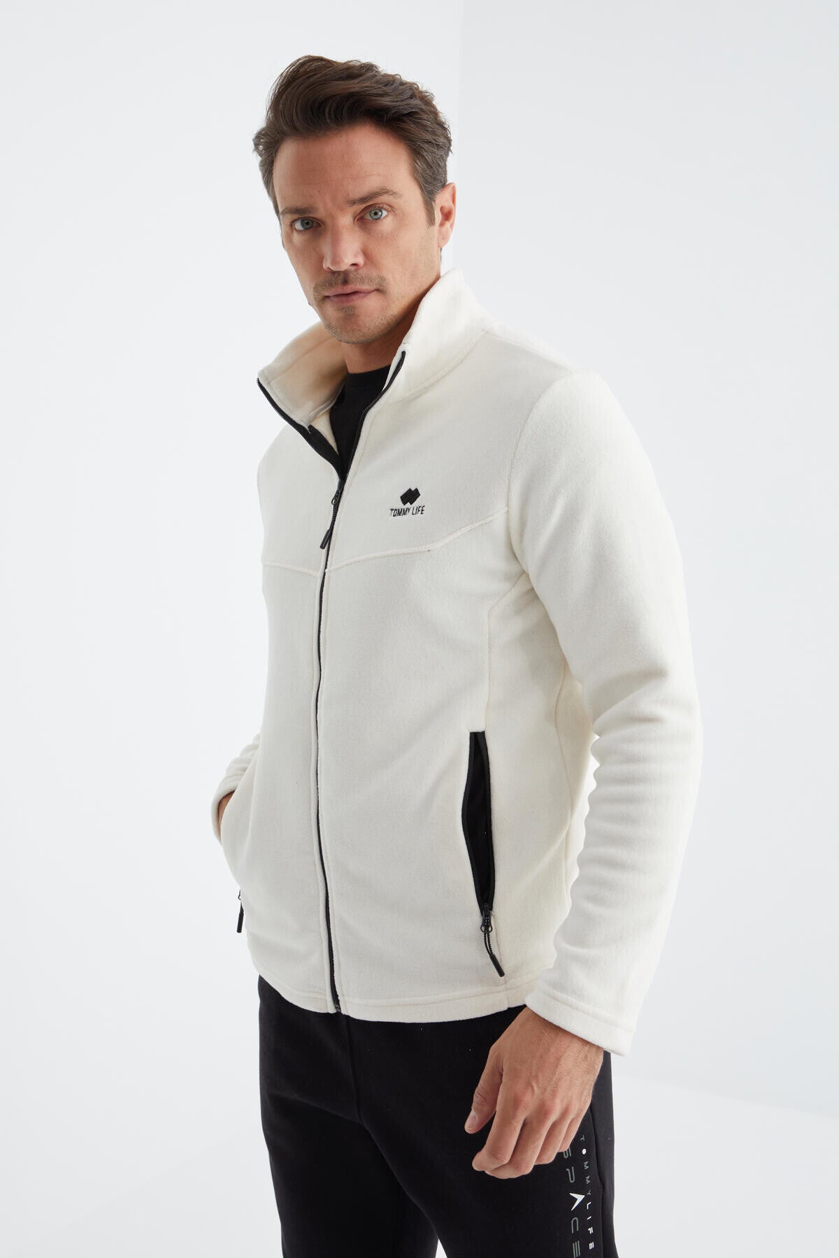 Zippered High Collar Standard Fit Men's Fleece Sweatshirt - 88134