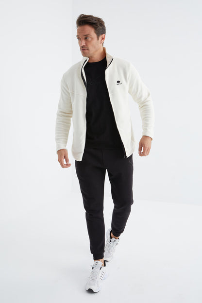 Zippered High Collar Standard Fit Men's Fleece Sweatshirt - 88134