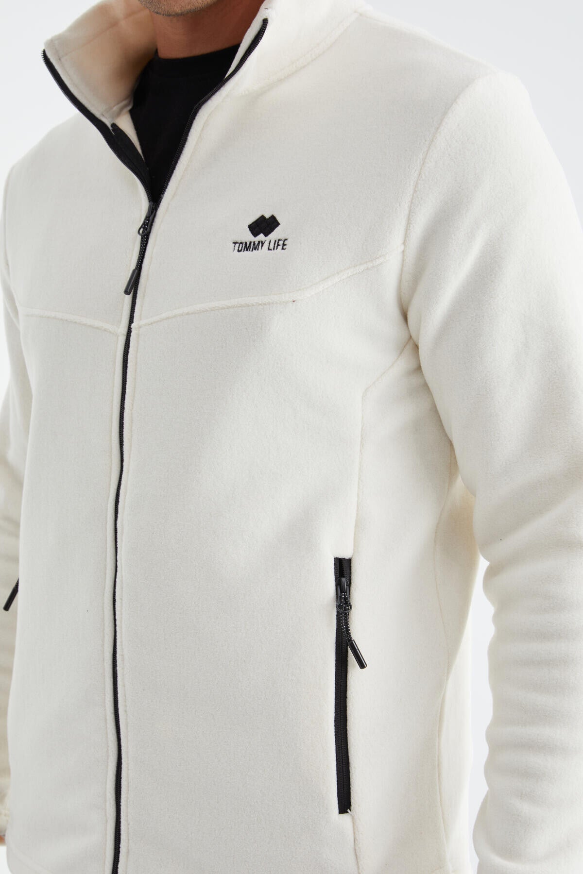 Zippered High Collar Standard Fit Men's Fleece Sweatshirt - 88134