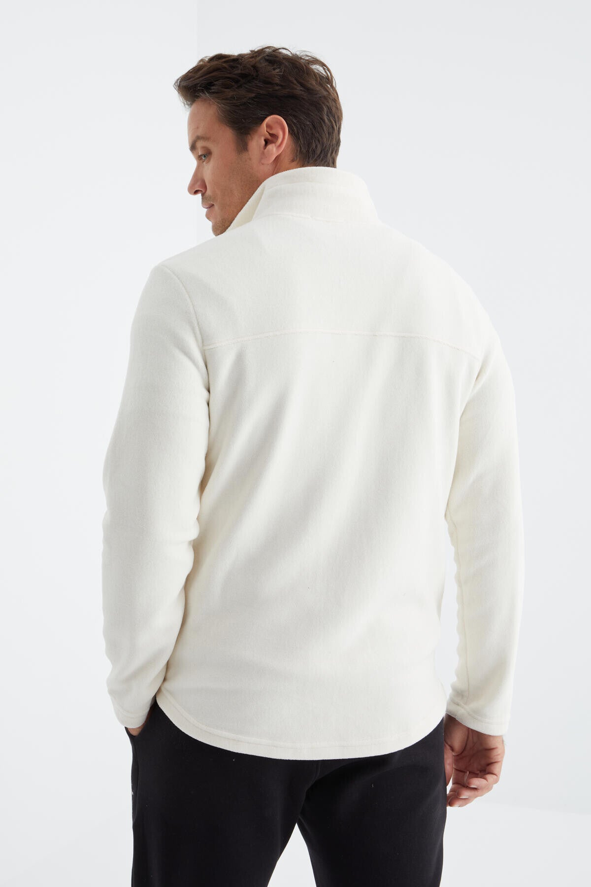 Zippered High Collar Standard Fit Men's Fleece Sweatshirt - 88134