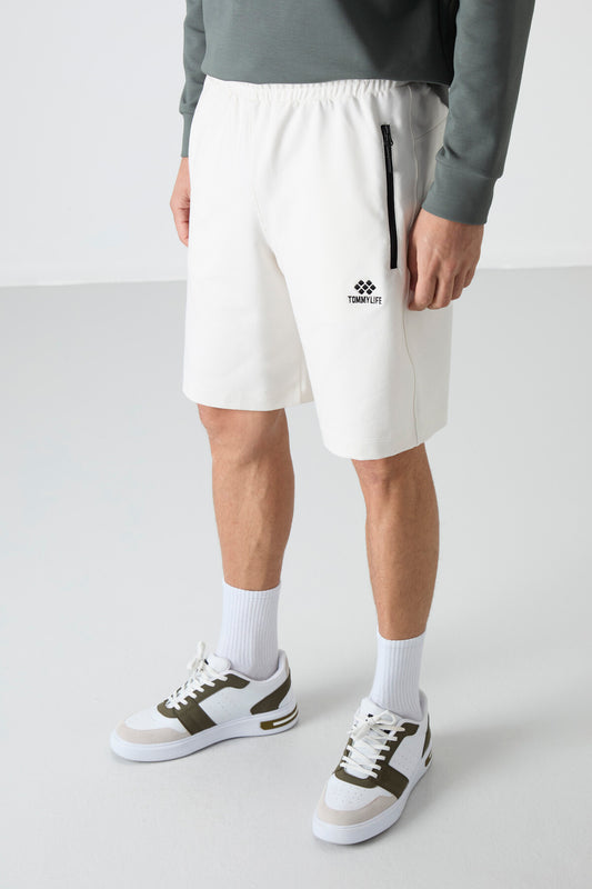 Hidden Zipper Back Pocket Laced Standard Fit Men's Shorts - 81136