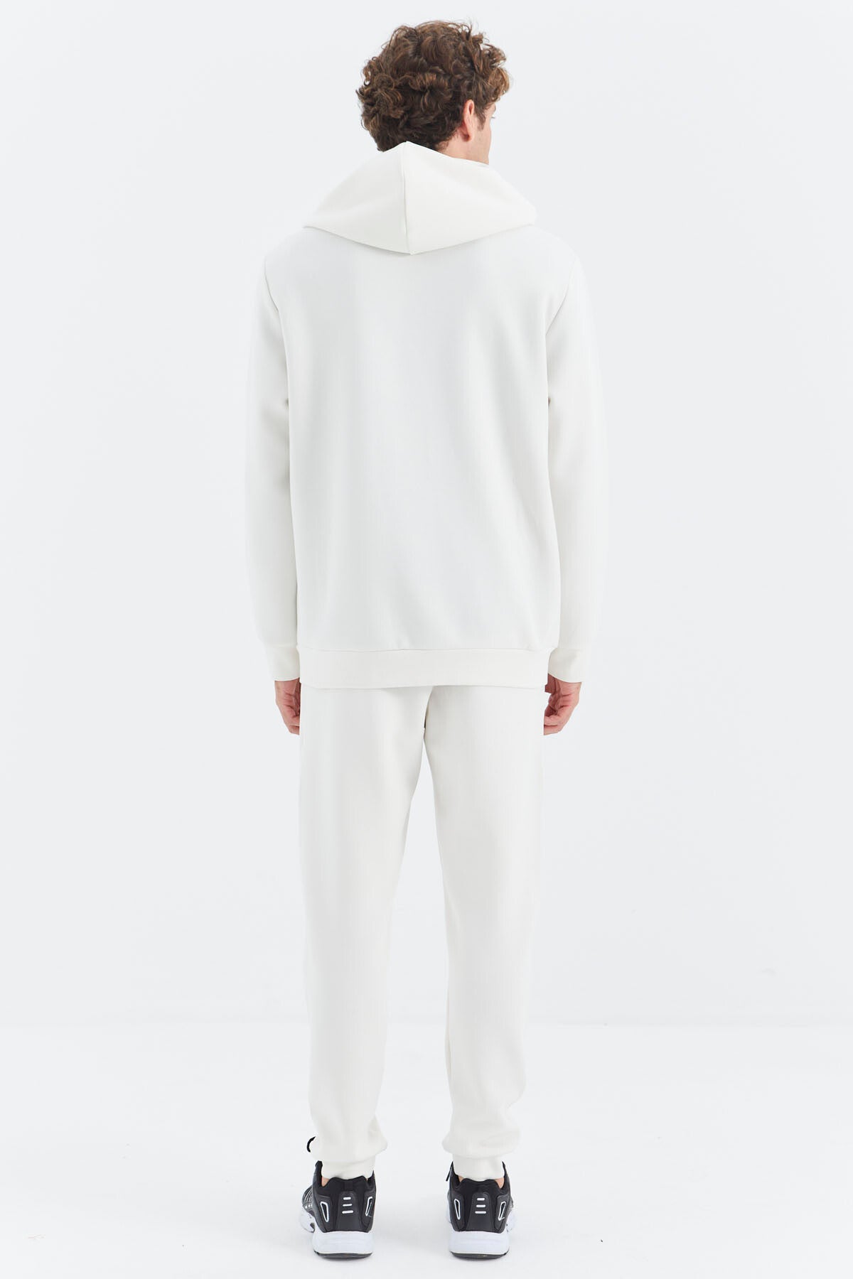 Beige Hooded Half-Zip Pocket Detailed Men's Tracksuit Set - 85222