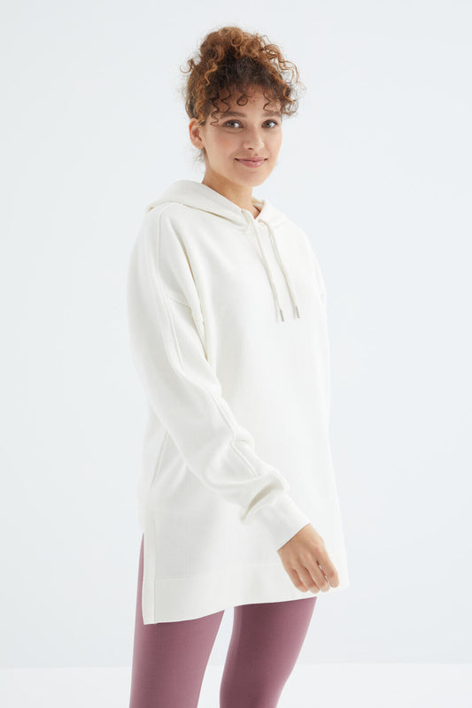 Raglan Collar Basic Hooded Oversize Sweatshirt Tunic - 97242
