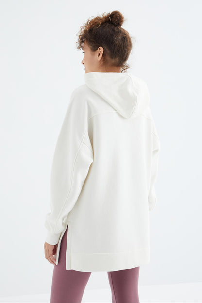 Raglan Collar Basic Hooded Oversize Sweatshirt Tunic - 97242