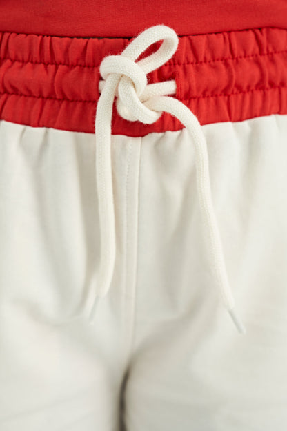 Ecru Collared Short Sleeve Comfortable Fit Girls' Shorts Set - 75131