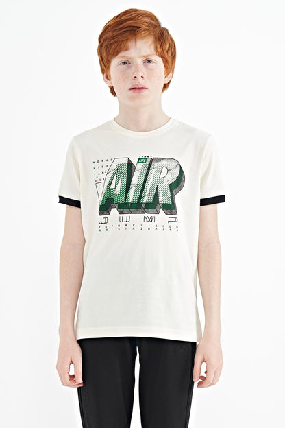 Ecru Print Standard Fit O Collar Boys T-Shirt - 11098